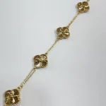 دستبند ونکلیف پنج گل طلایی تراش