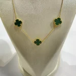 گردنبند ونکلیف سه گل فیروزه ای